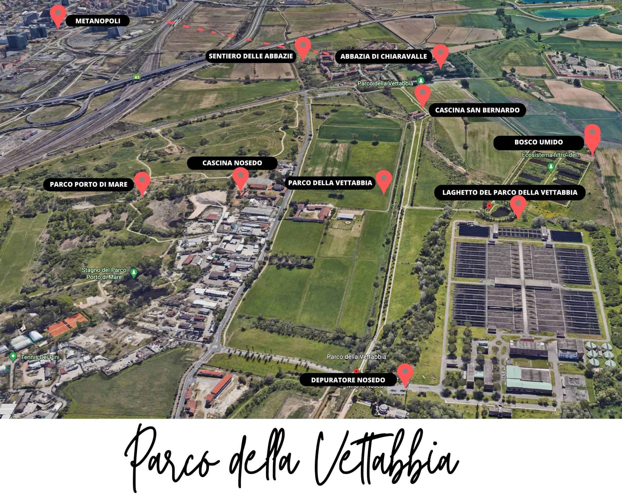 Mappa del Parco della Vettabbia e dintorni